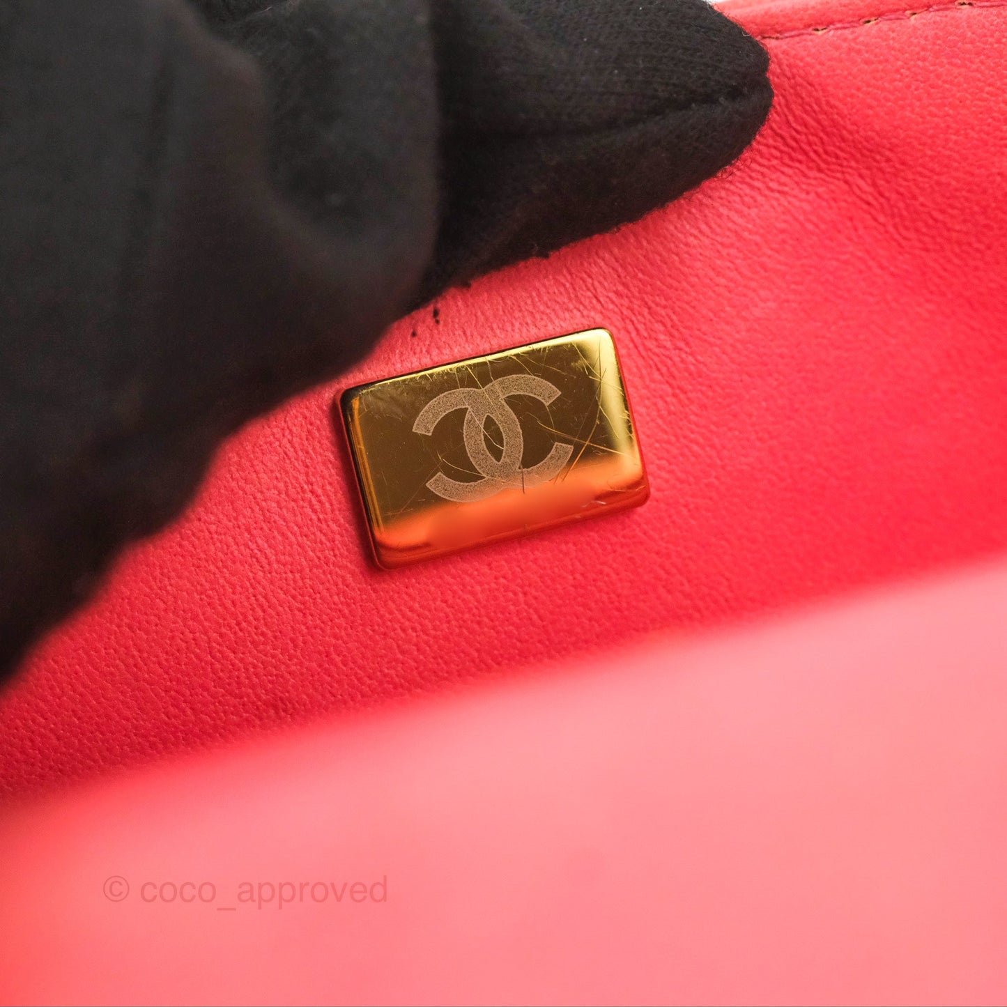 Chanel Top Handle Mini Rectangular Flap Pink Orange Ombre Lambskin Gold Hardware