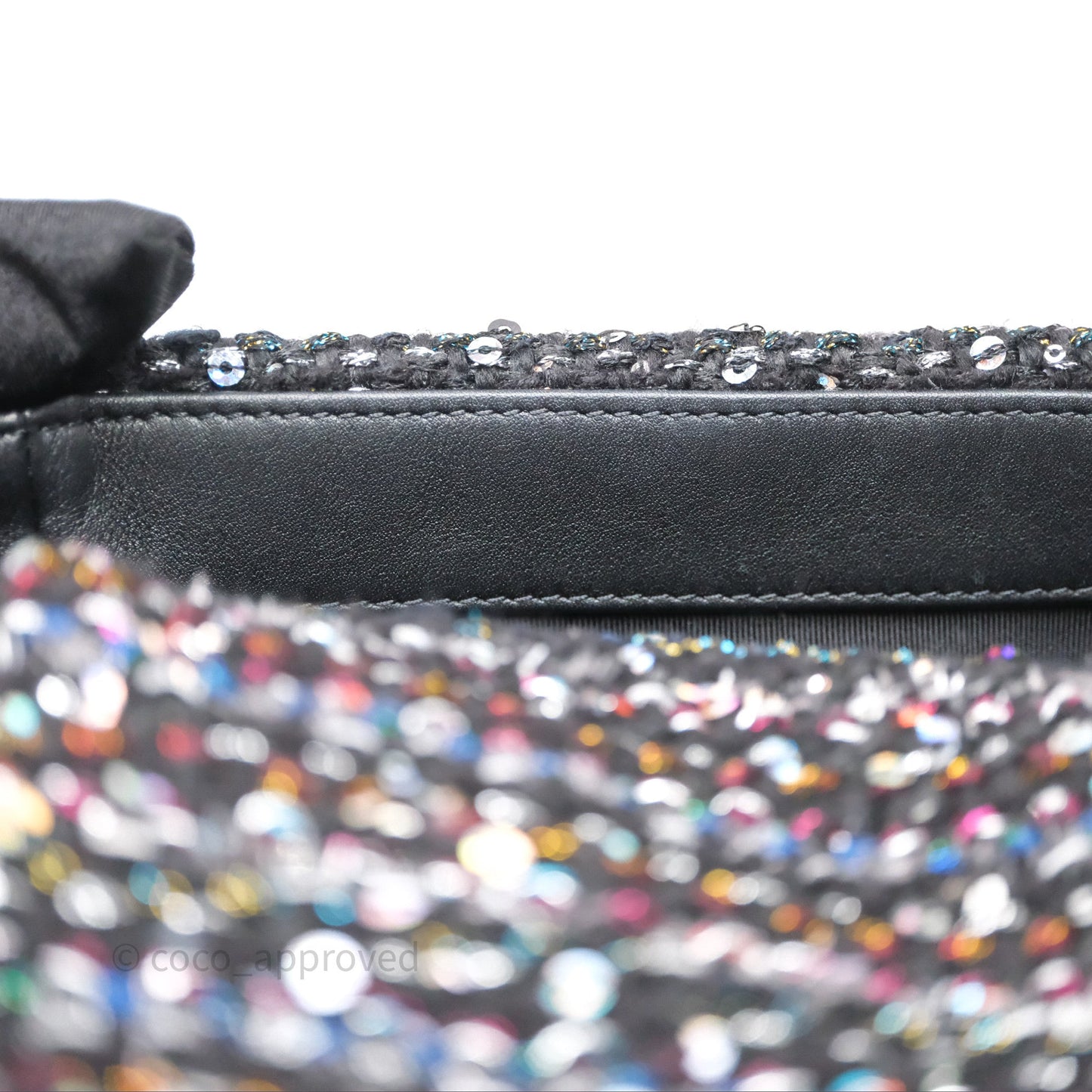 Chanel 19 Small Tweed Sequin Quilted Flap Black Multicolor Mixed Hardware