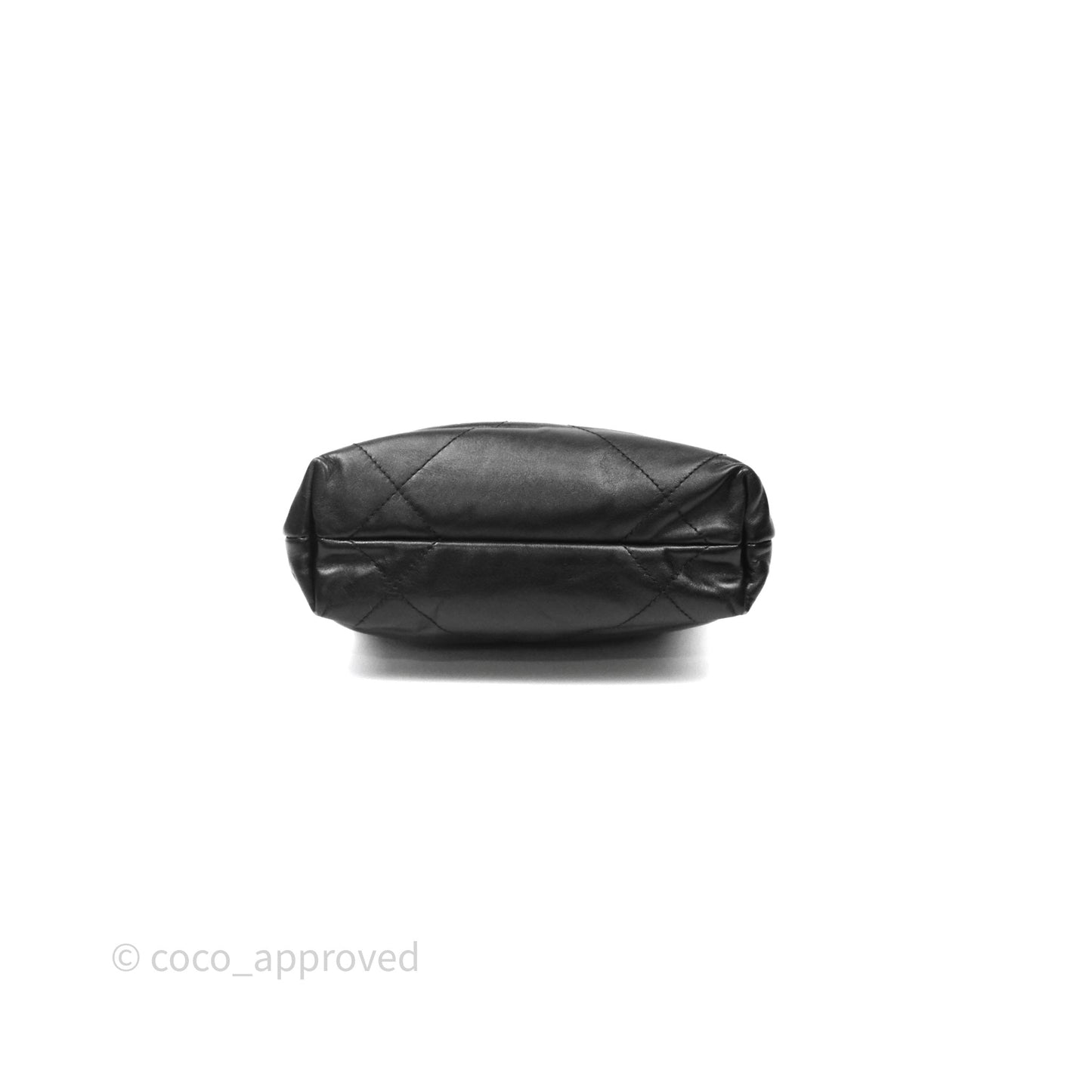 Chanel 22 Mini Bag Black Crumpled Calfskin White Lacquered Metal Logo