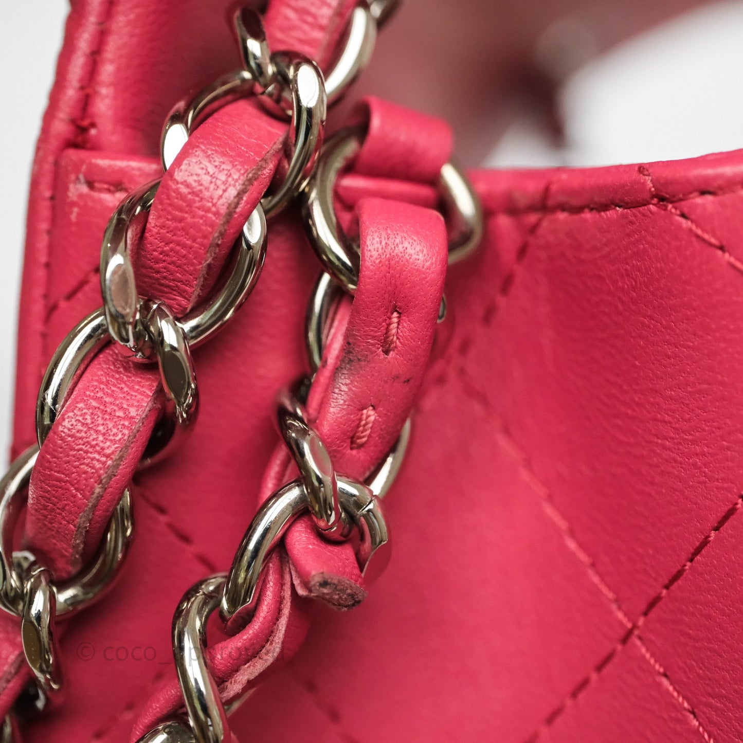Chanel Quilted Mini Rectangular Dark Pink Lambskin Silver Hardware