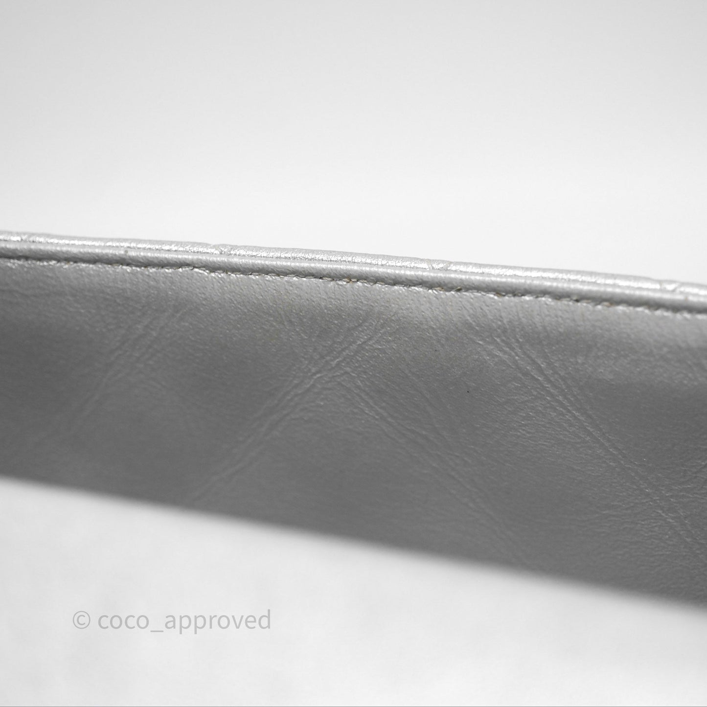 Chanel Quilted Mini Rectangular Flap Metallic Silver Lambskin Silver Hardware