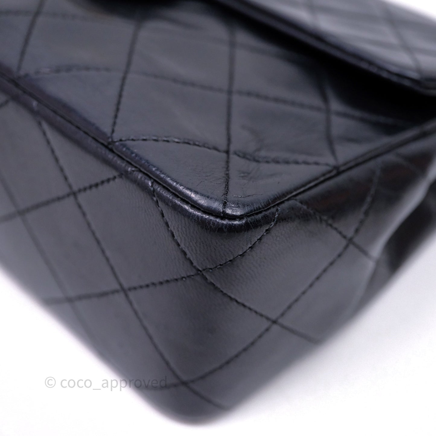 Chanel Vintage Square Flap Bag Black Lambskin 24K Gold Hardware