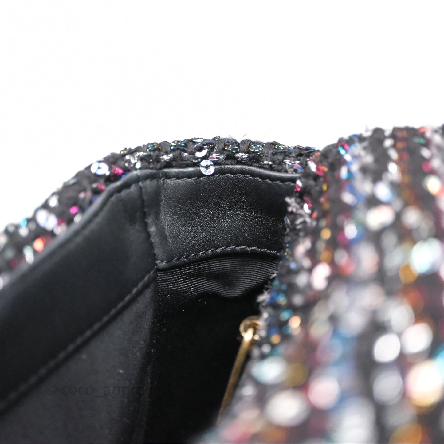 Chanel 19 Small Tweed Sequin Quilted Flap Black Multicolor Mixed Hardware