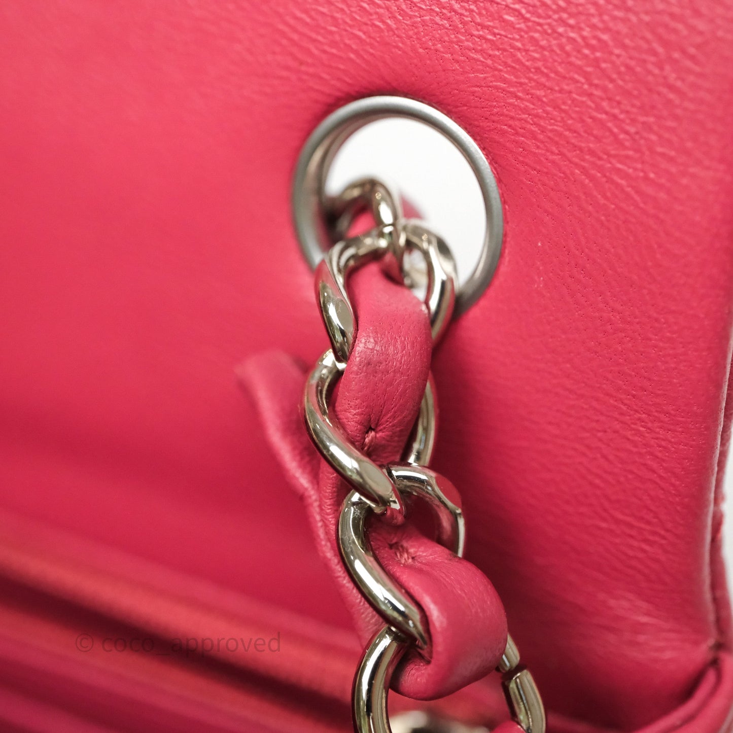 Chanel Quilted Mini Rectangular Dark Pink Lambskin Silver Hardware