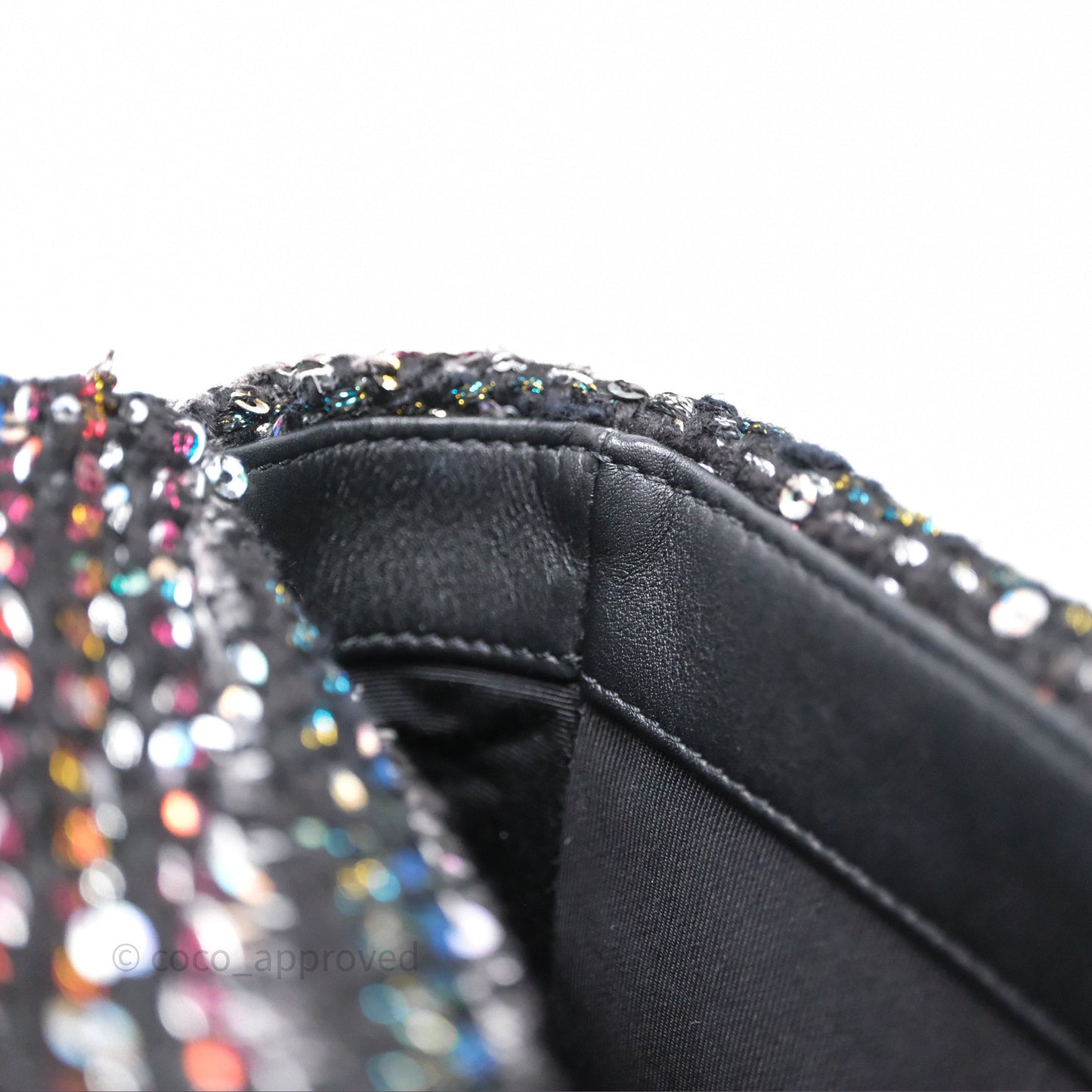 Chanel 19 Small Tweed Sequin Quilted Flap Black Multicolor Mixed Hardware