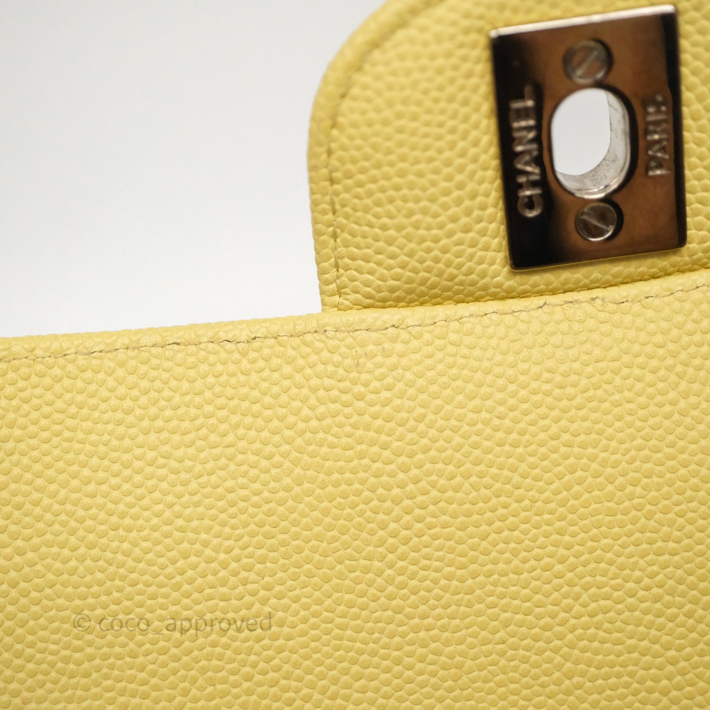 Chanel Mini Rectangular Quilted Yellow Caviar Silver Hardware