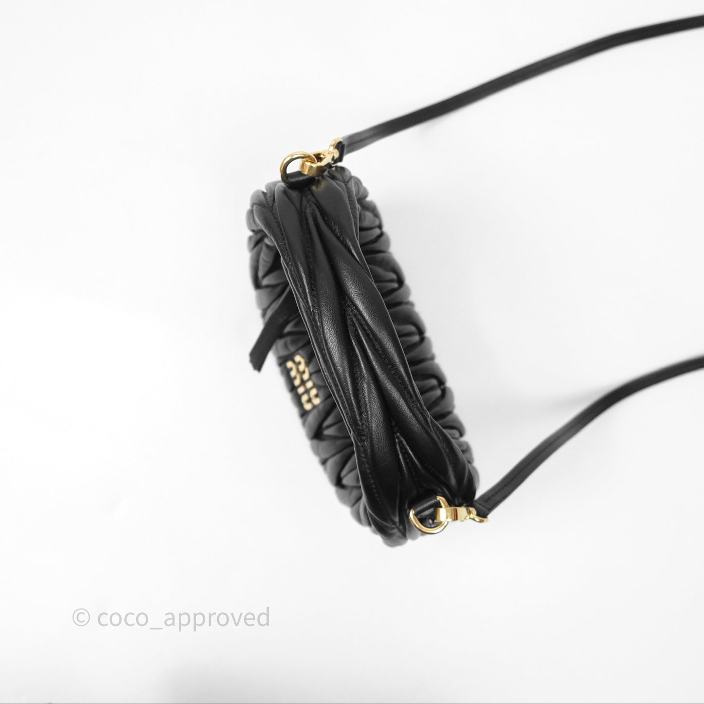 Miu Miu Wander Matelassé Nappa Leather Hobo Mini Bag Black