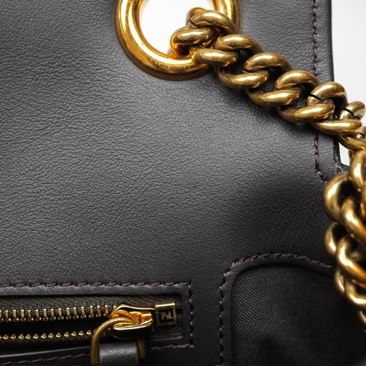Fendi Baguette Chain Midi Bag Zucca Canvas