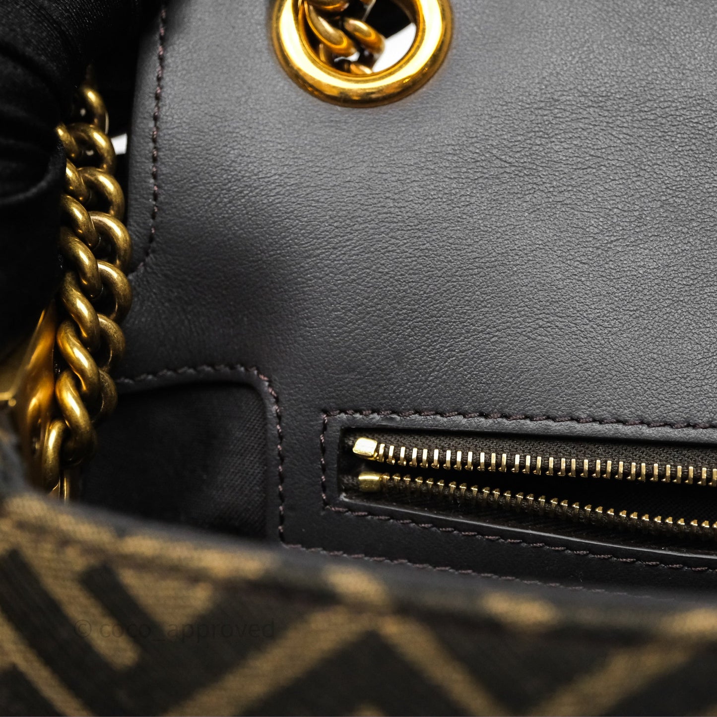 Fendi Baguette Chain Midi Bag Zucca Canvas