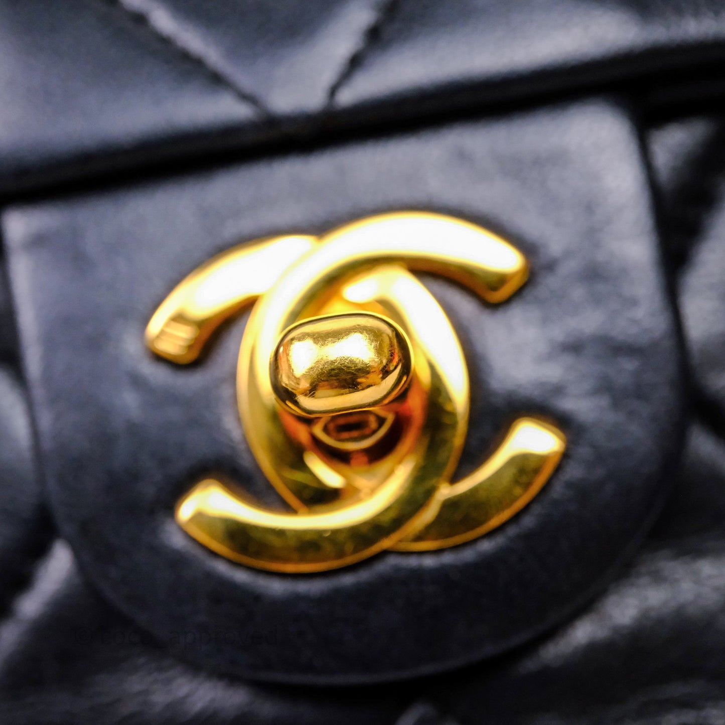 Chanel Vintage Square Flap Bag Black Lambskin 24K Gold Hardware