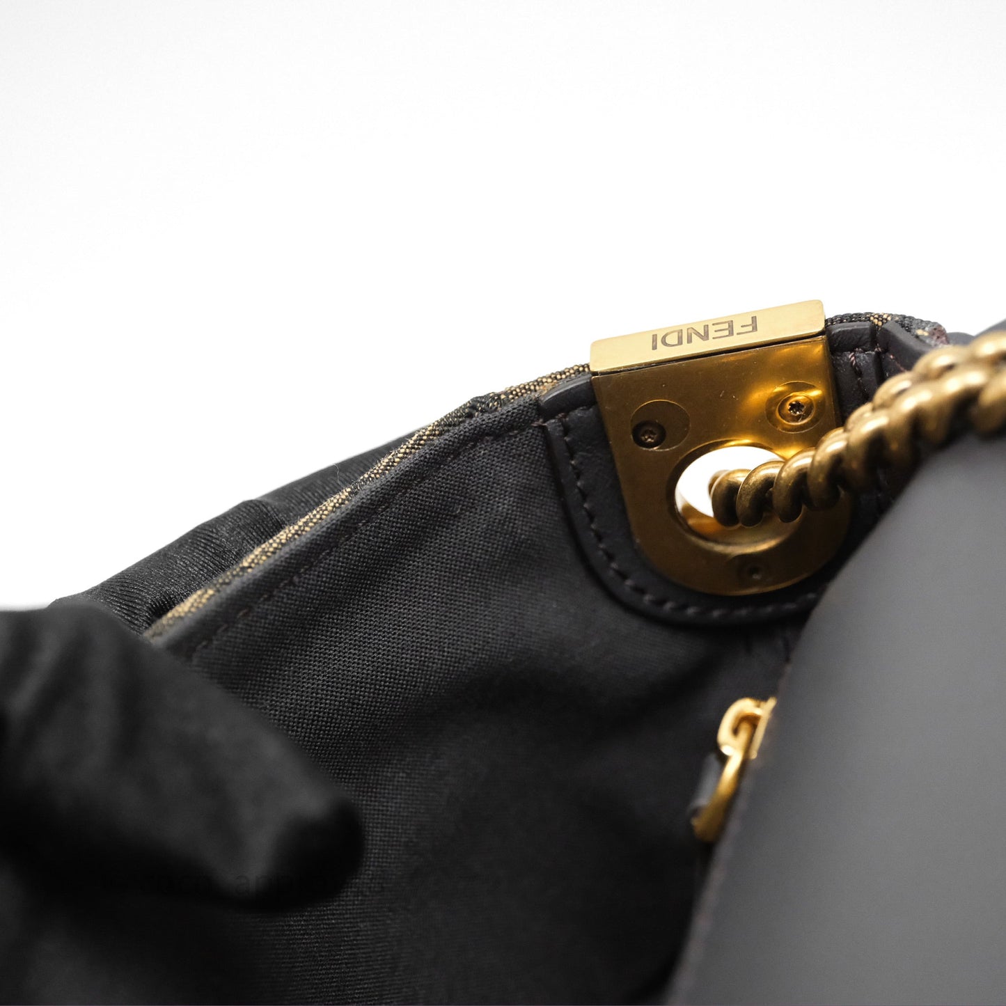 Fendi Baguette Chain Midi Bag Zucca Canvas