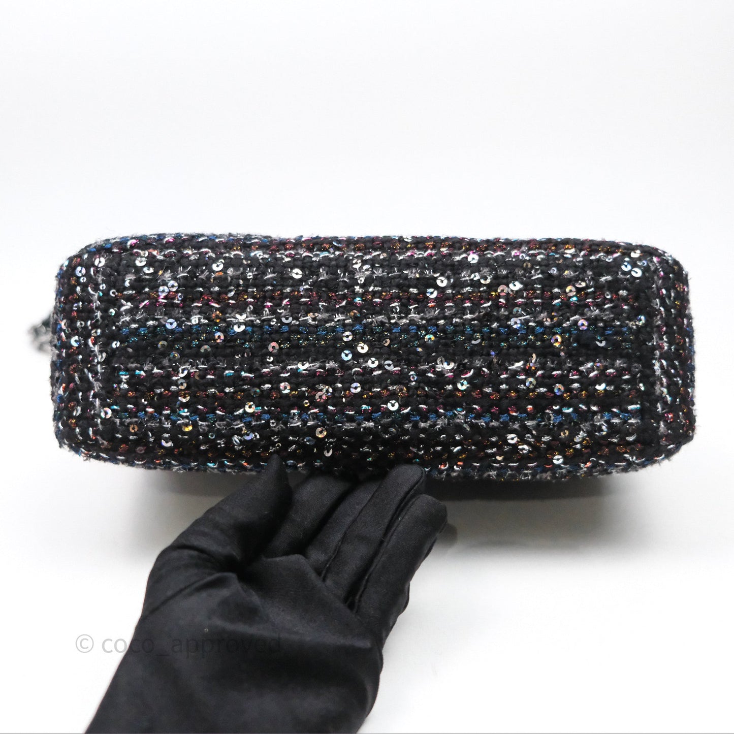 Chanel 19 Small Tweed Sequin Quilted Flap Black Multicolor Mixed Hardware