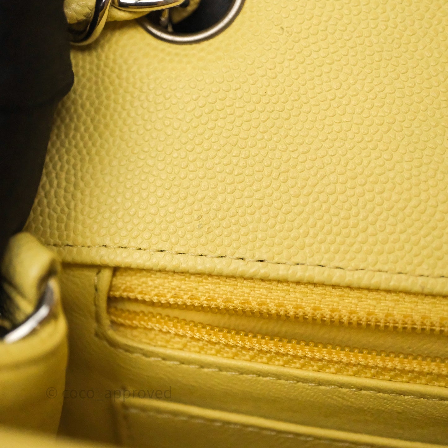 Chanel Mini Rectangular Quilted Yellow Caviar Silver Hardware