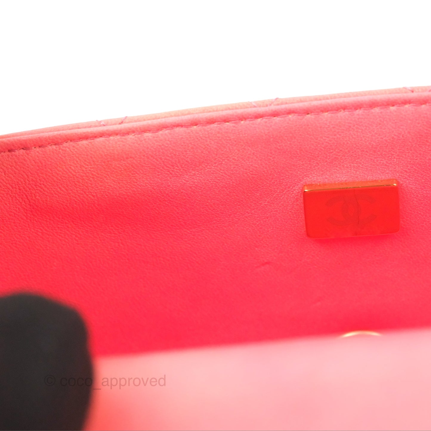 Chanel Top Handle Mini Rectangular Flap Pink Orange Ombre Lambskin Gold Hardware