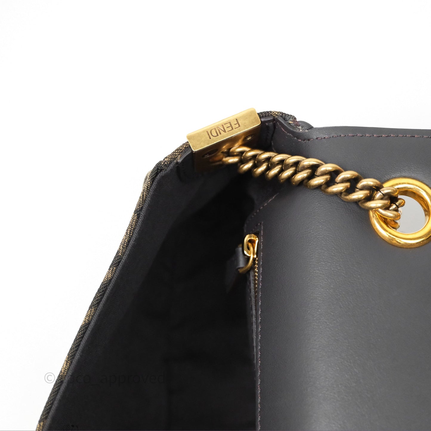 Fendi Baguette Chain Midi Bag Zucca Canvas