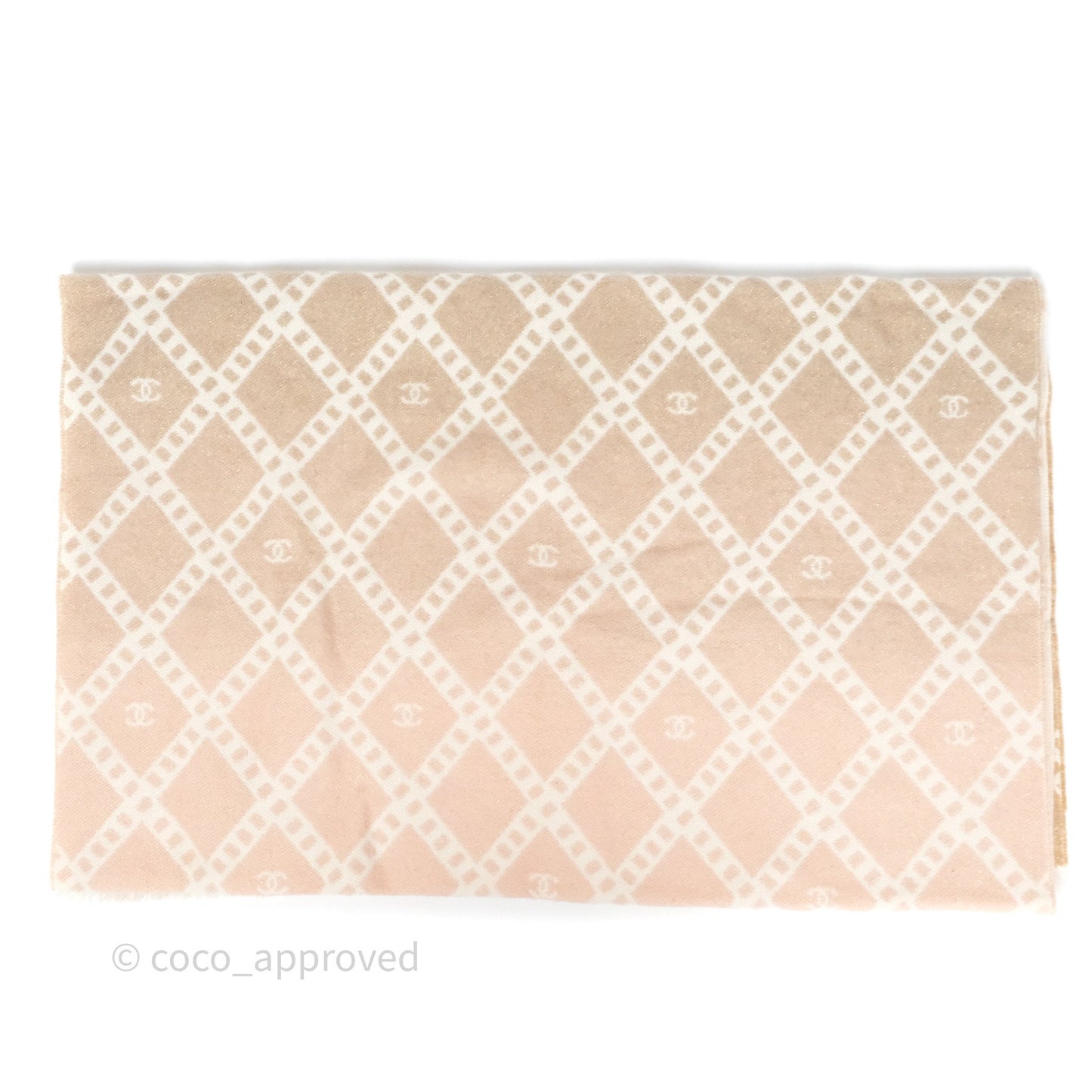 Chanel Quilted Logo Scarf Beige/ Pink Cashmere 24K