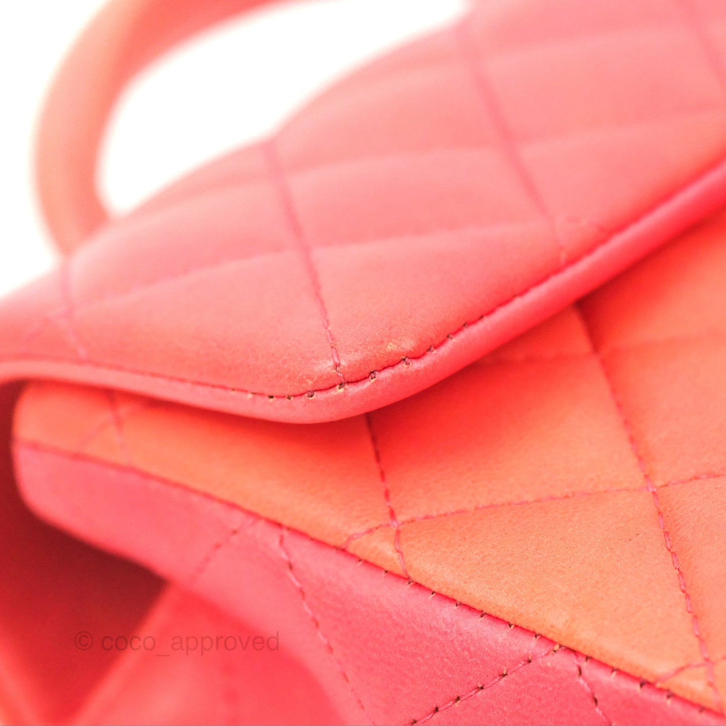 Chanel Top Handle Mini Rectangular Flap Pink Orange Ombre Lambskin Gold Hardware
