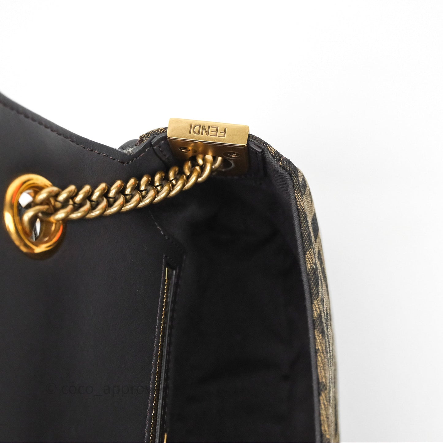 Fendi Baguette Chain Midi Bag Zucca Canvas
