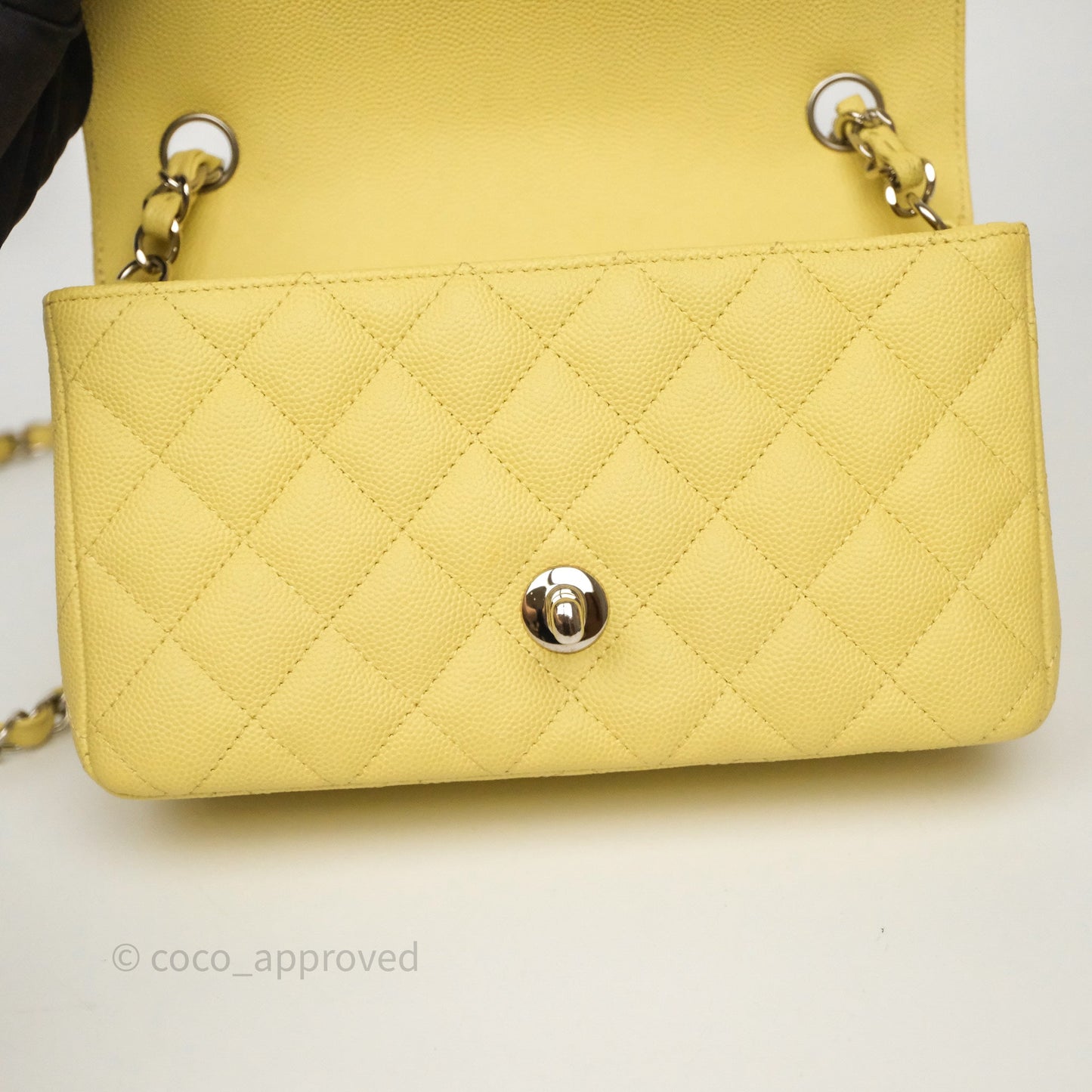 Chanel Mini Rectangular Quilted Yellow Caviar Silver Hardware