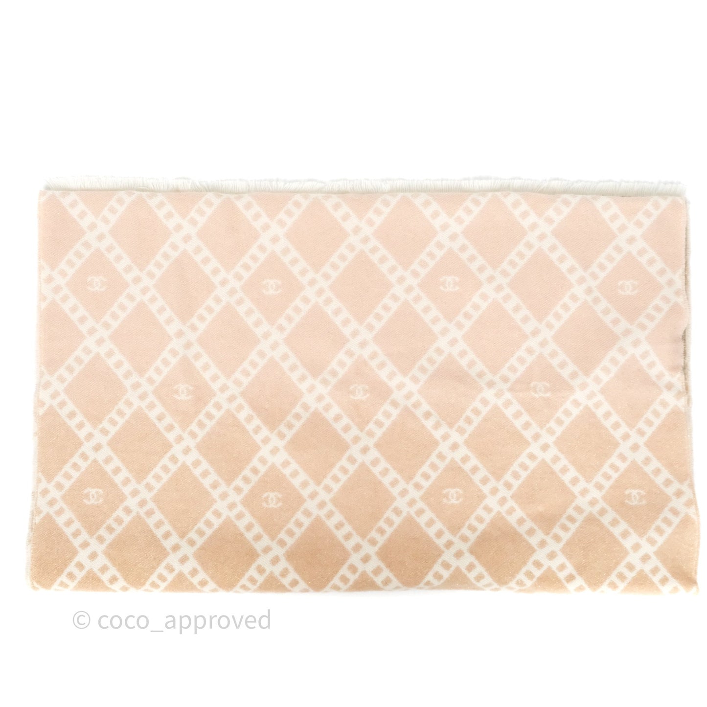 Chanel Quilted Logo Scarf Beige/ Pink Cashmere 24K