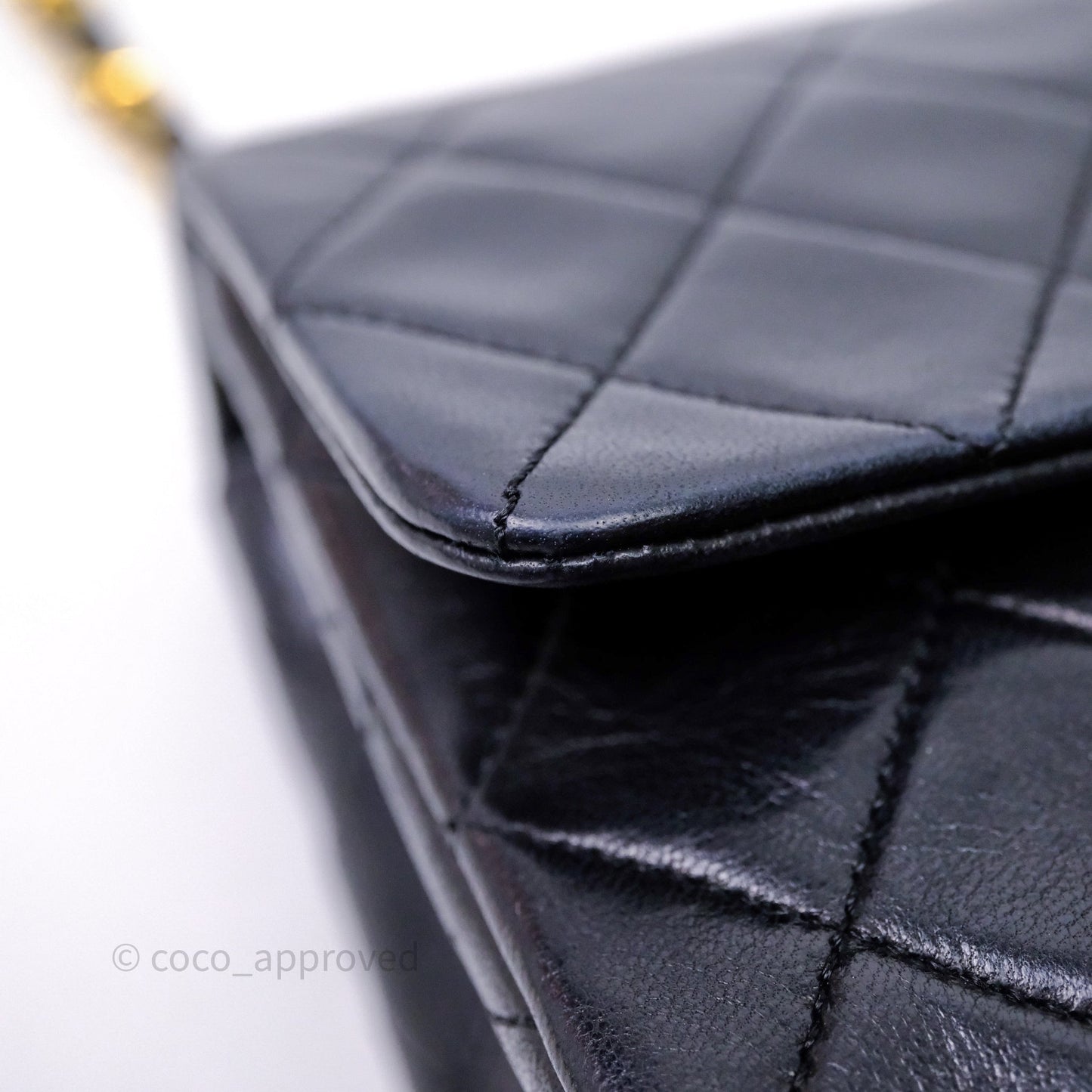 Chanel Vintage Square Flap Bag Black Lambskin 24K Gold Hardware