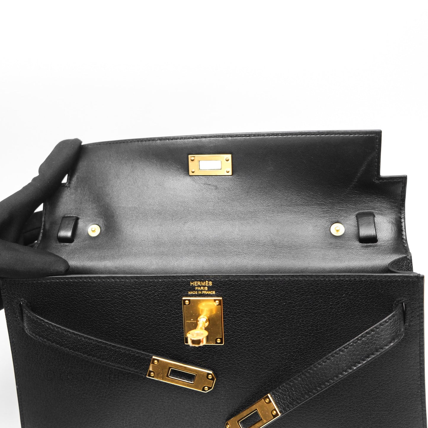 Hermes Kelly Elan Noir 89 Gold Hardware