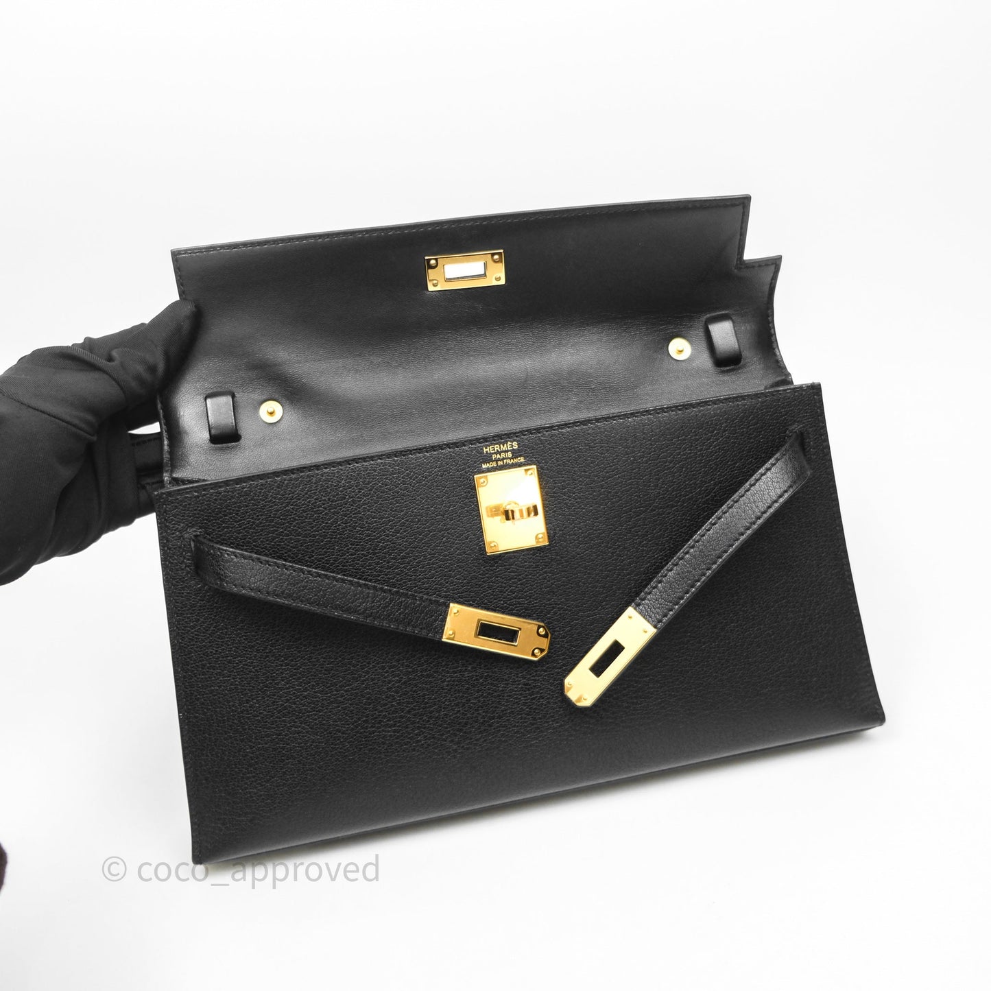 Hermes Kelly Elan Noir 89 Gold Hardware