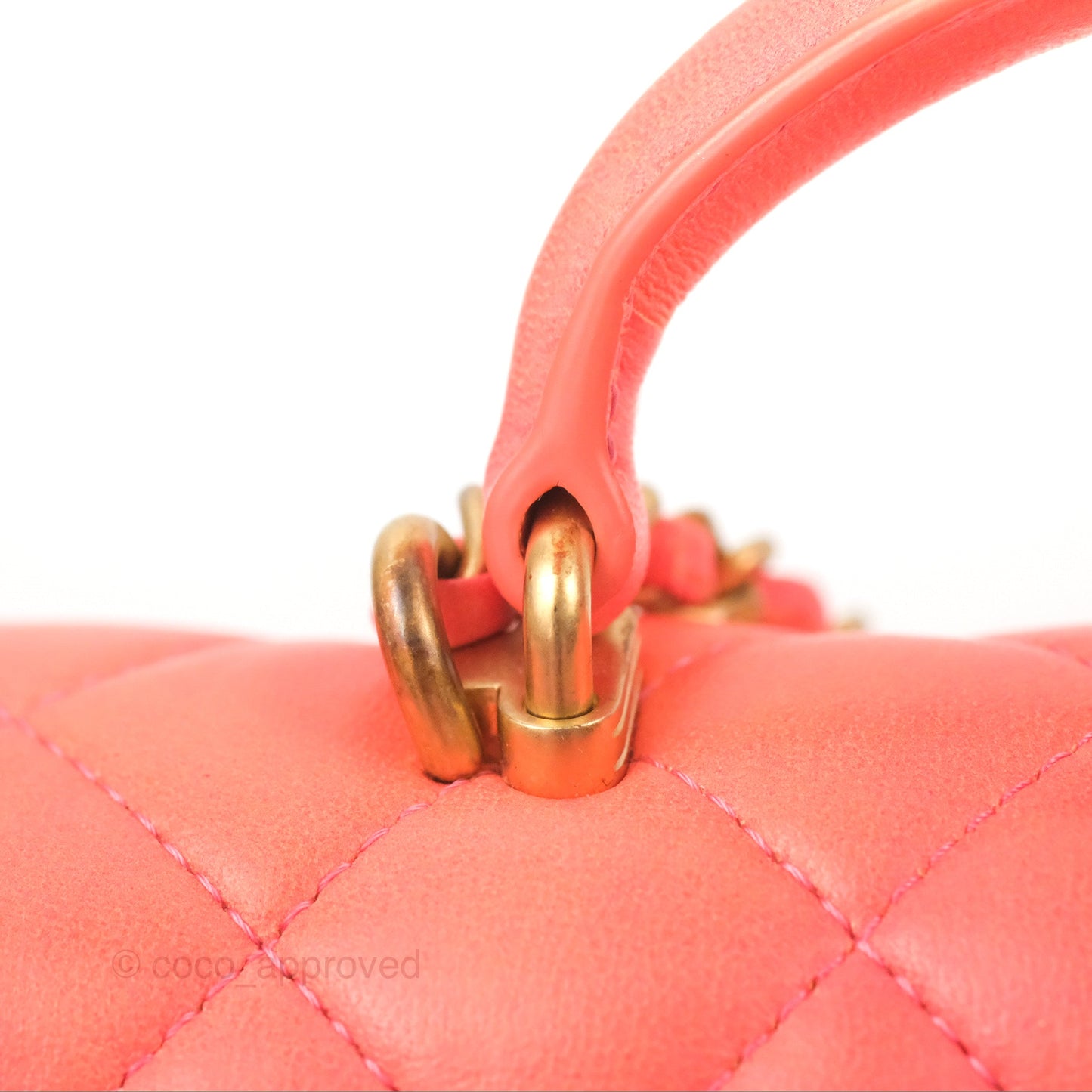 Chanel Top Handle Mini Rectangular Flap Pink Orange Ombre Lambskin Gold Hardware