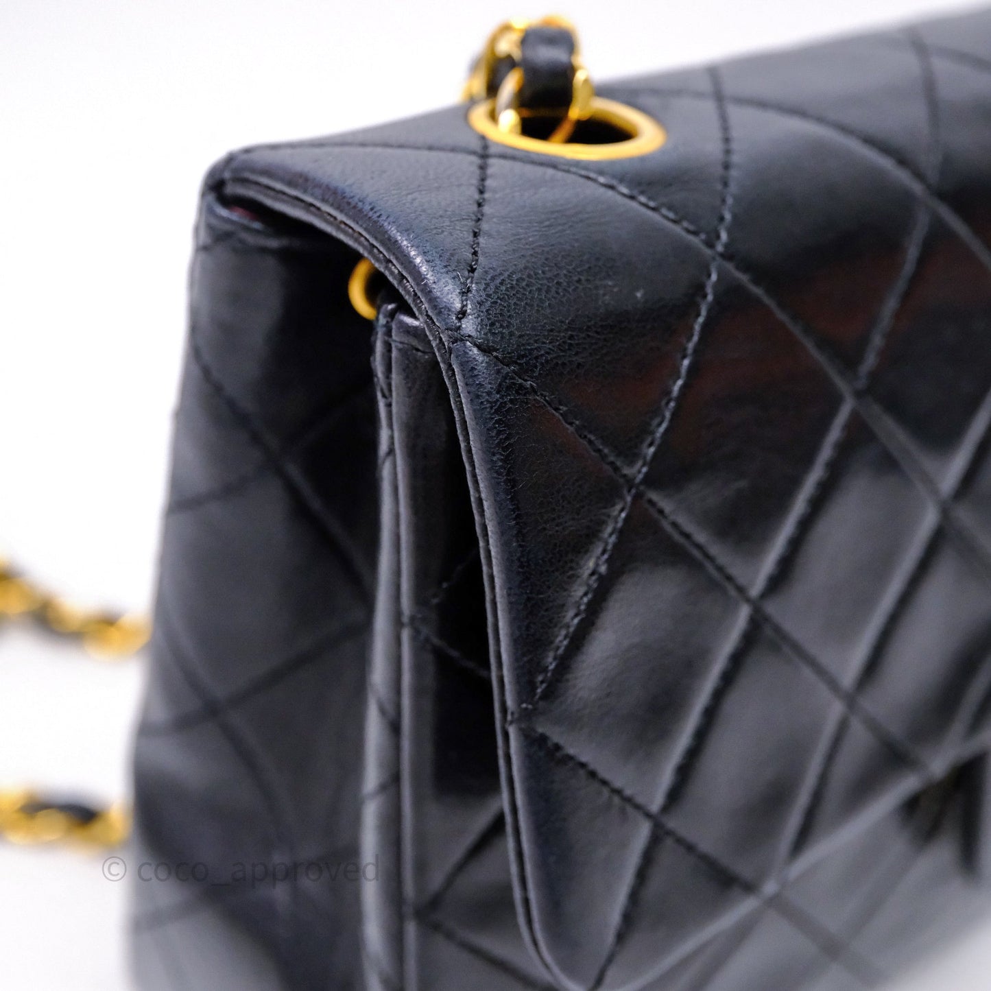 Chanel Vintage Square Flap Bag Black Lambskin 24K Gold Hardware