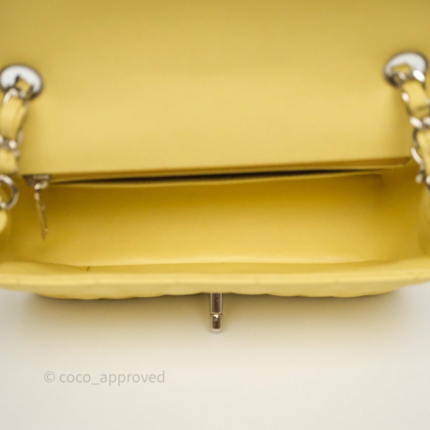 Chanel Mini Rectangular Quilted Yellow Caviar Silver Hardware