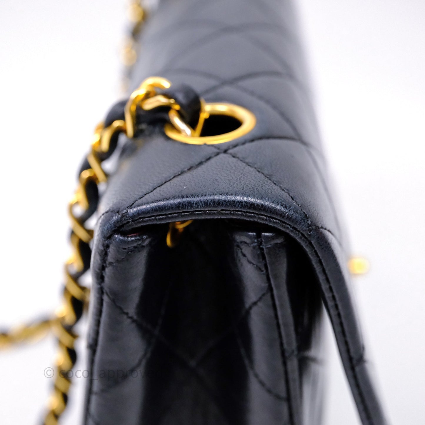 Chanel Vintage Square Flap Bag Black Lambskin 24K Gold Hardware