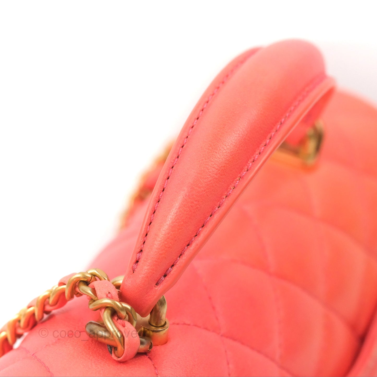 Chanel Top Handle Mini Rectangular Flap Pink Orange Ombre Lambskin Gold Hardware