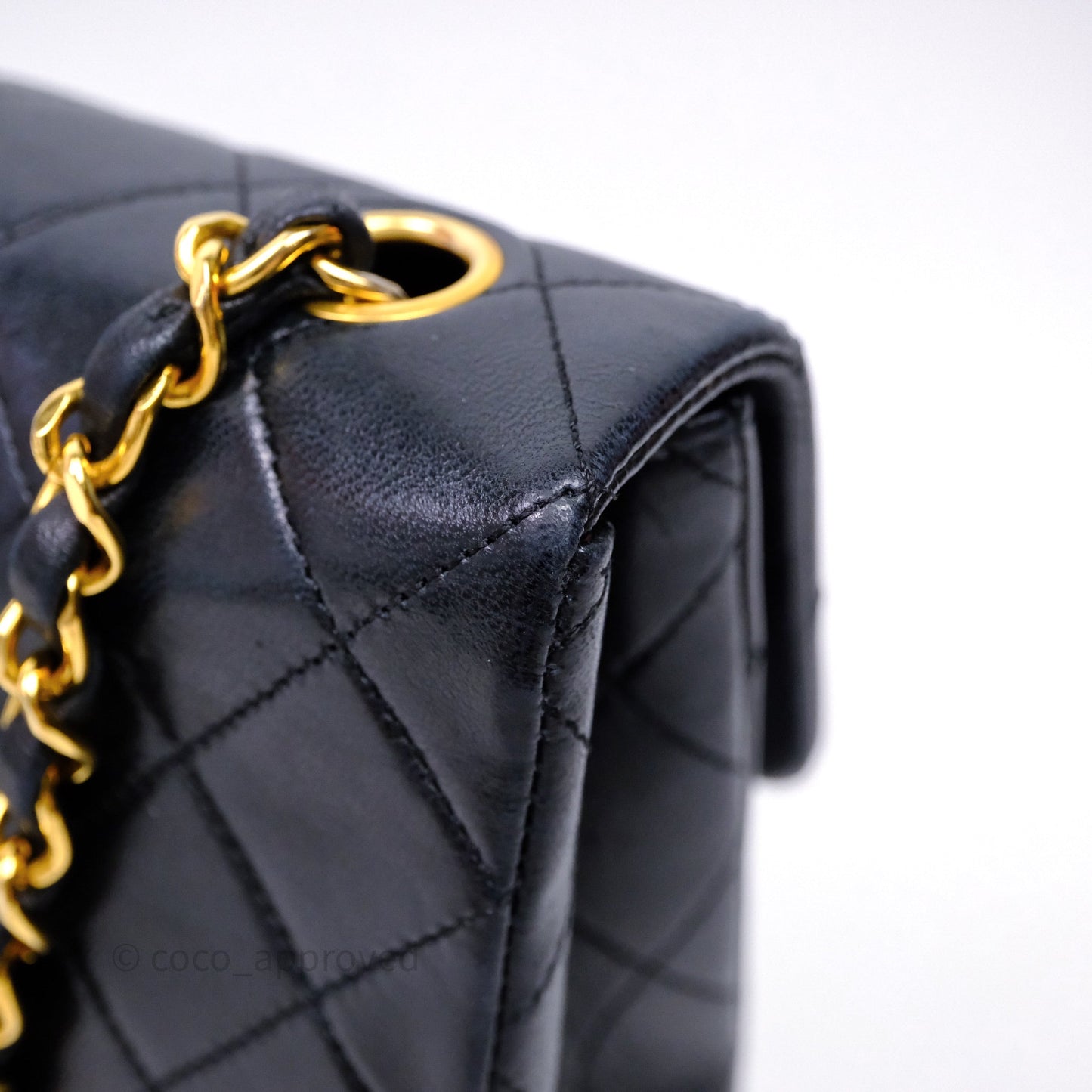 Chanel Vintage Square Flap Bag Black Lambskin 24K Gold Hardware