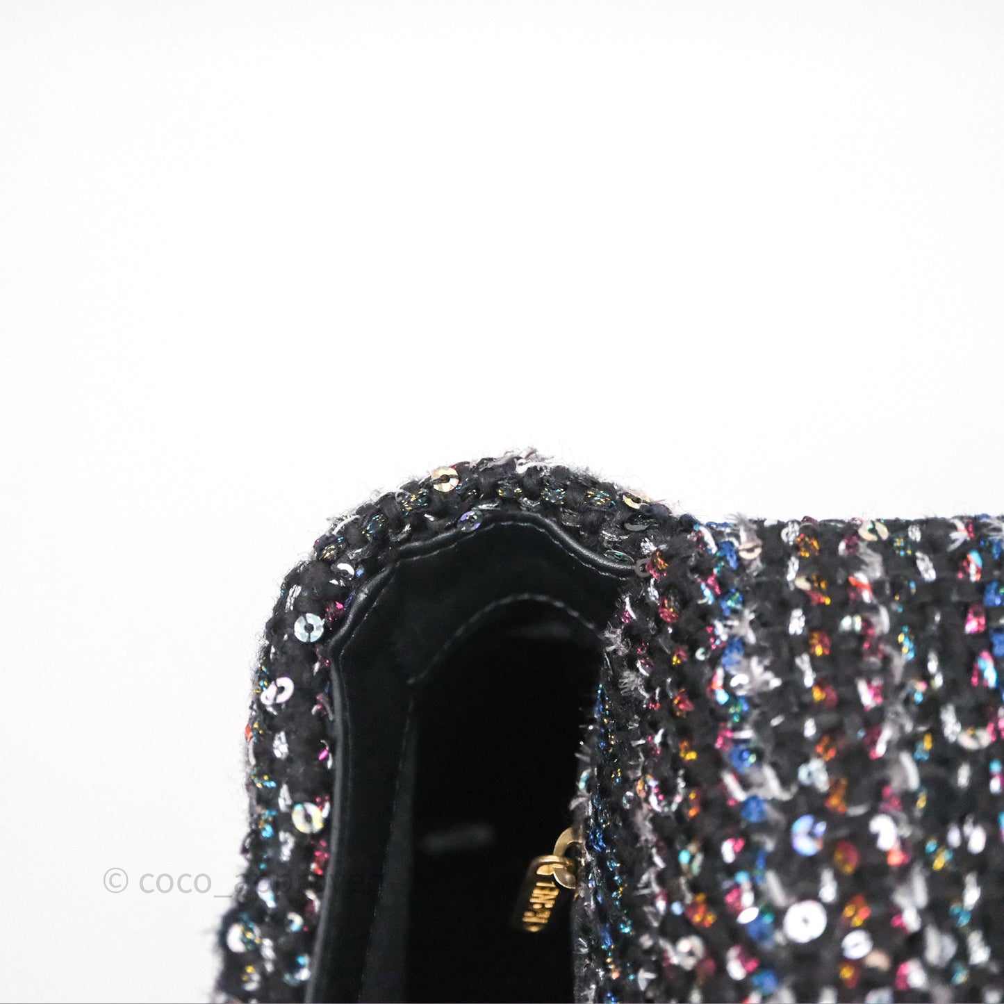 Chanel 19 Small Tweed Sequin Quilted Flap Black Multicolor Mixed Hardware