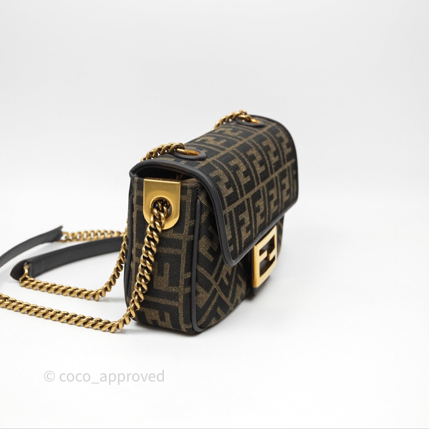 Fendi Baguette Chain Midi Bag Zucca Canvas