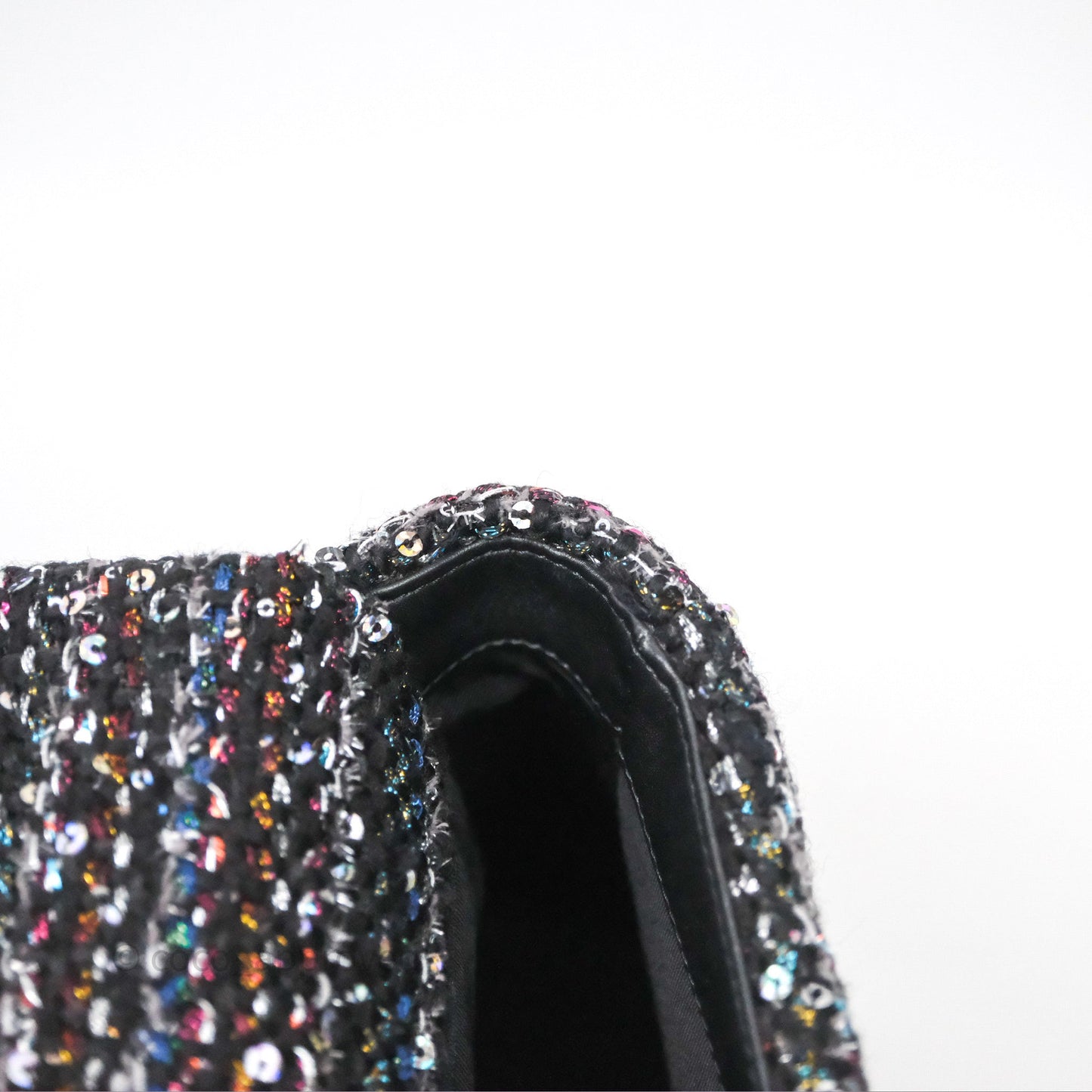 Chanel 19 Small Tweed Sequin Quilted Flap Black Multicolor Mixed Hardware