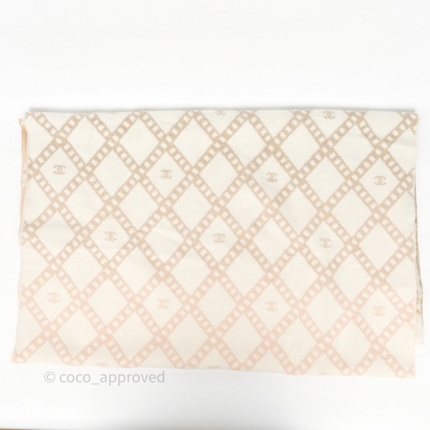 Chanel Quilted Logo Scarf Beige/ Pink Cashmere 24K