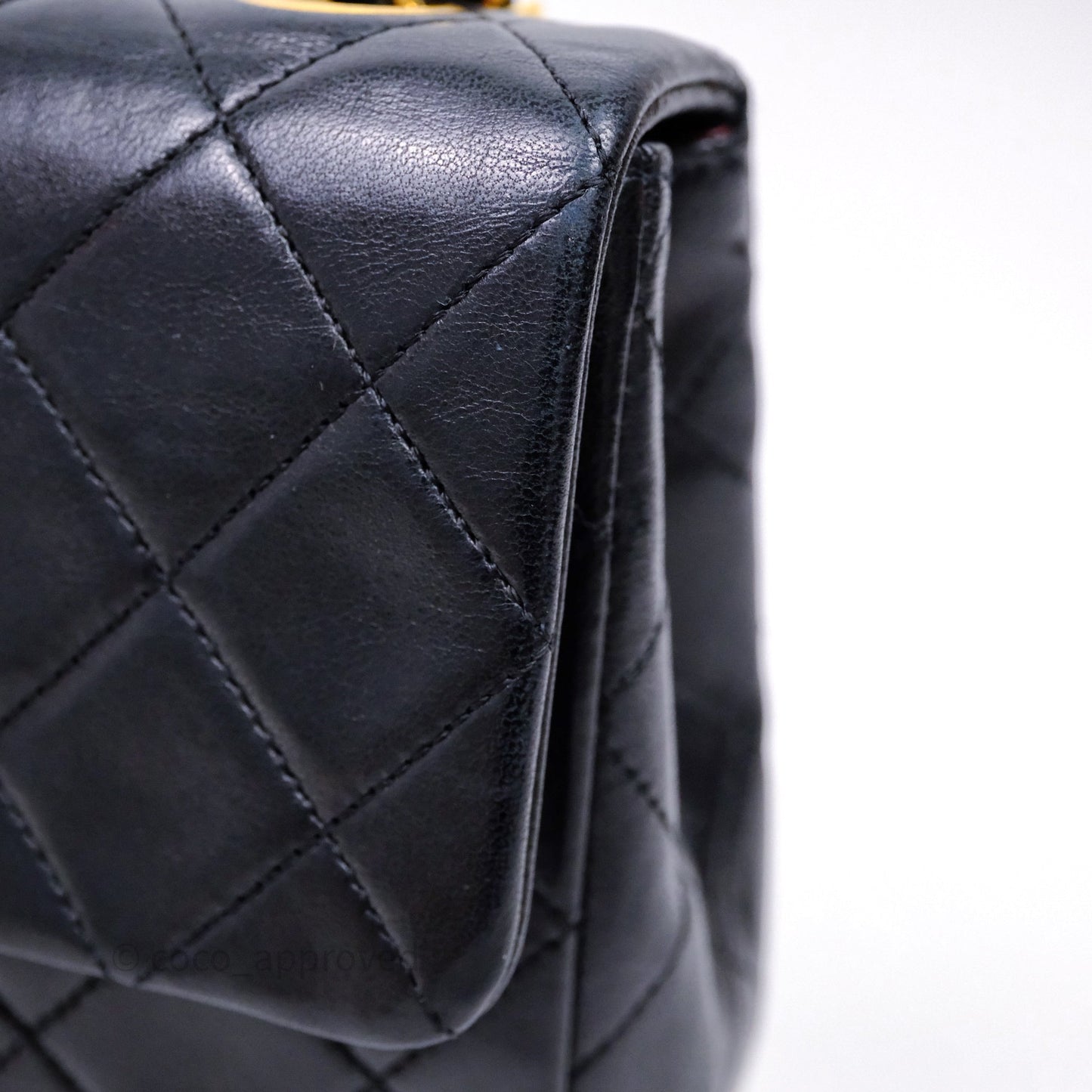 Chanel Vintage Square Flap Bag Black Lambskin 24K Gold Hardware