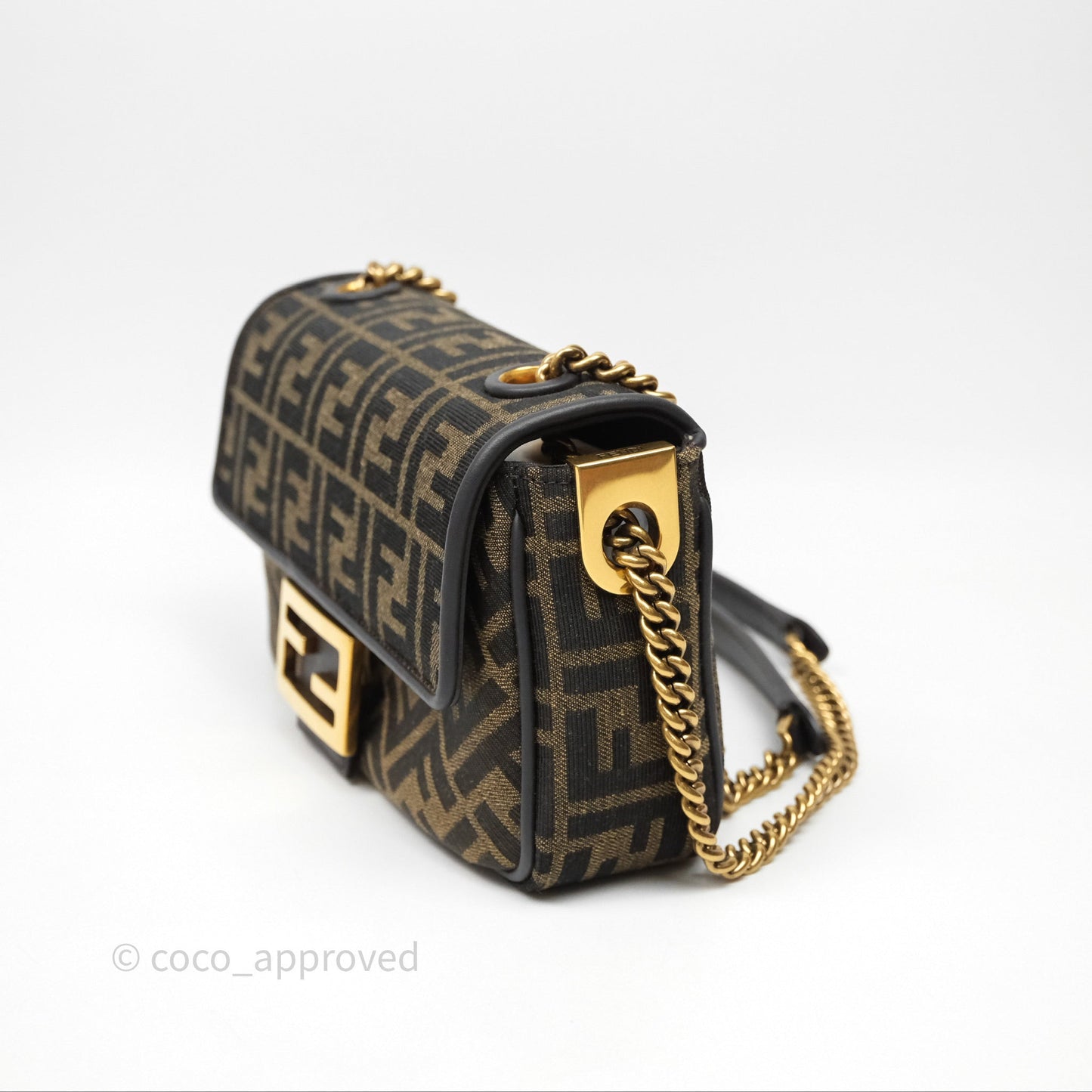 Fendi Baguette Chain Midi Bag Zucca Canvas