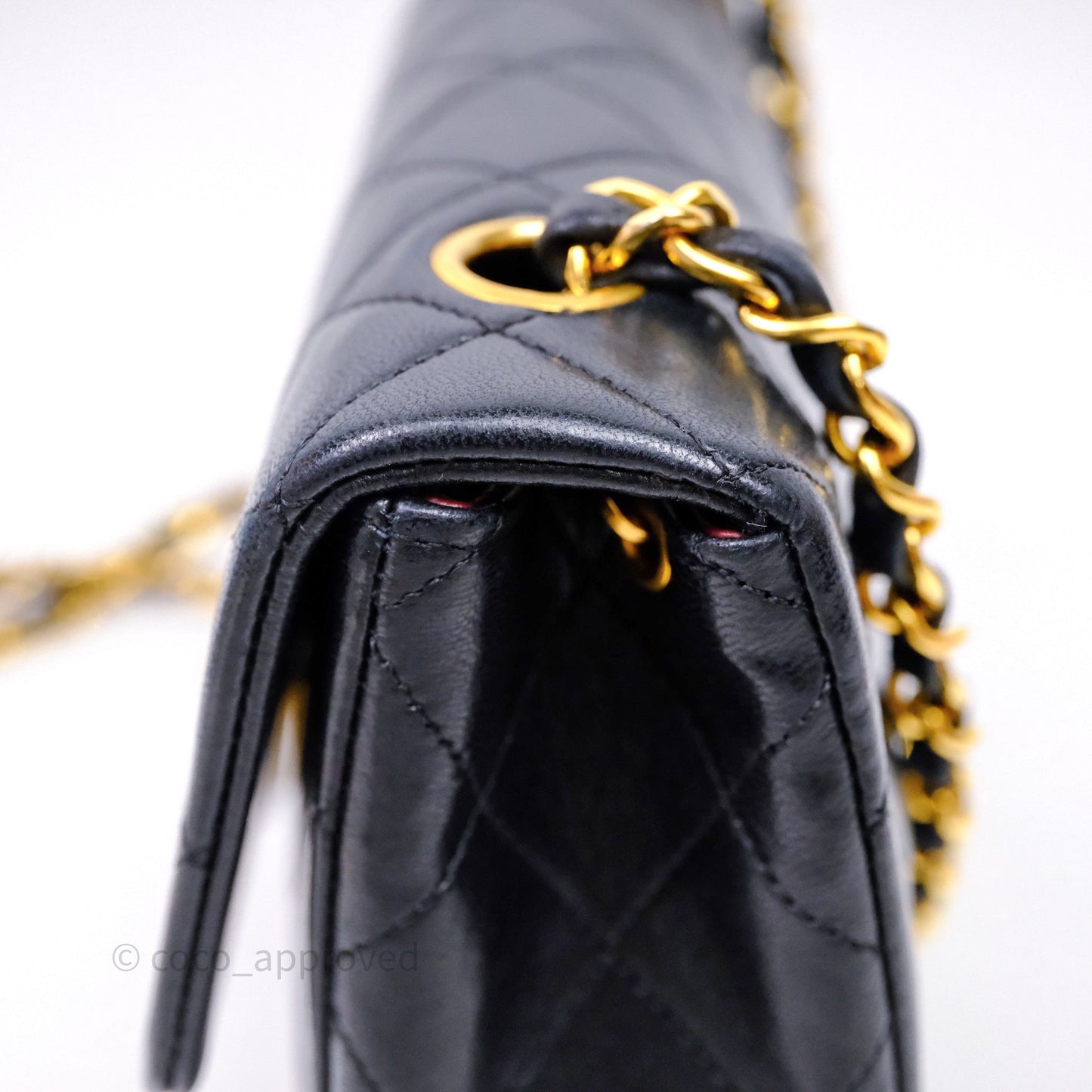 Chanel Vintage Square Flap Bag Black Lambskin 24K Gold Hardware