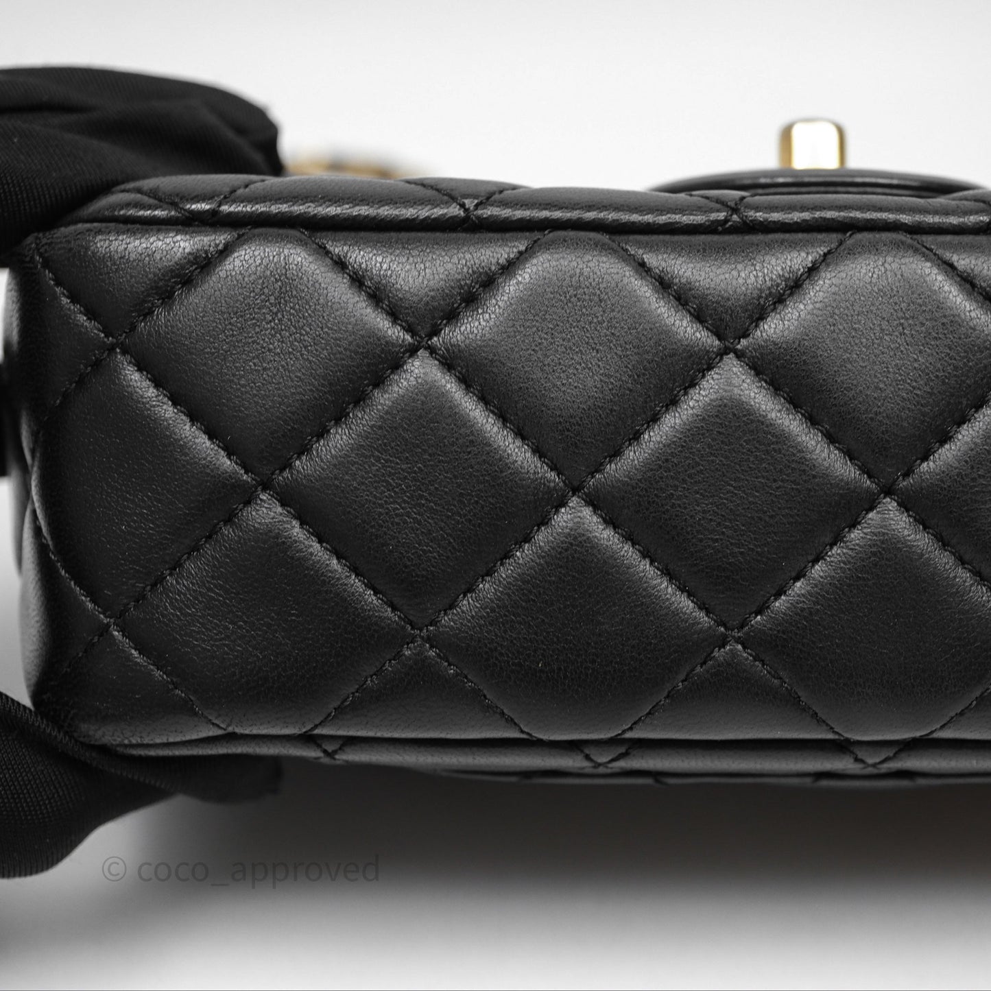 Chanel Mini Rectangular Pearl Crush Quilted Black Lambskin Aged Gold Hardware