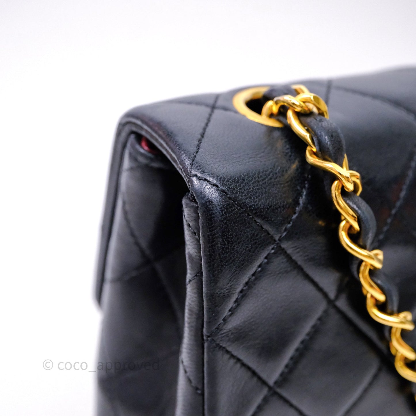 Chanel Vintage Square Flap Bag Black Lambskin 24K Gold Hardware