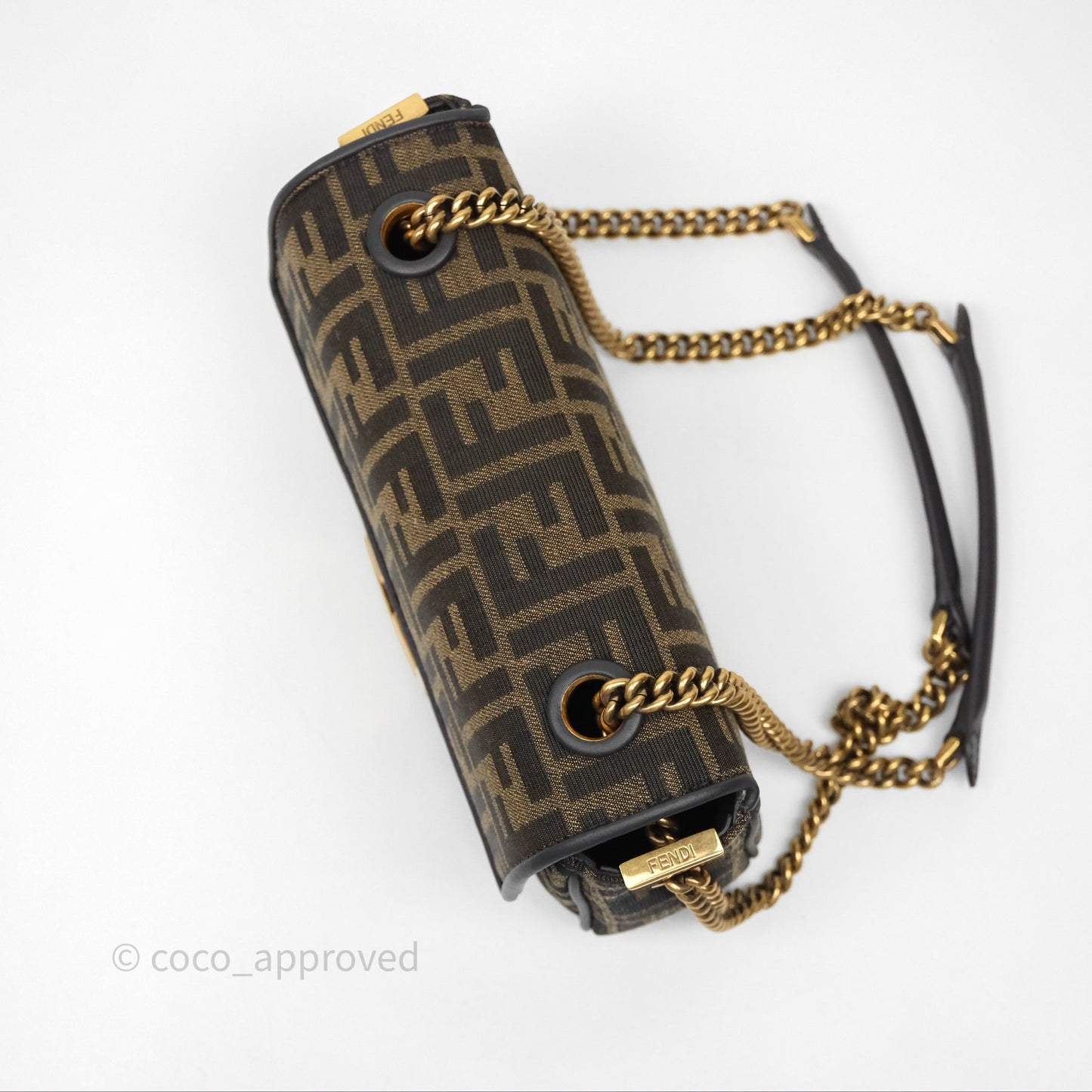 Fendi Baguette Chain Midi Bag Zucca Canvas