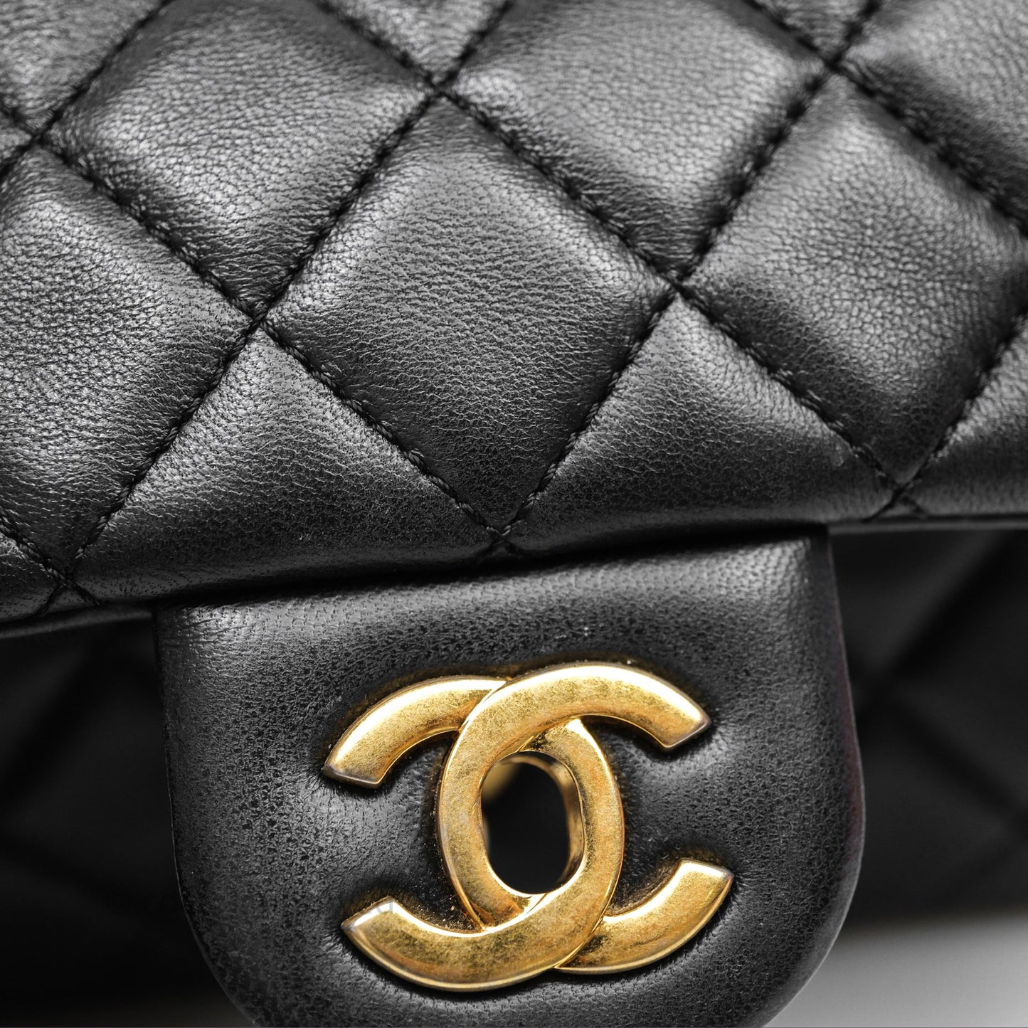 Chanel Mini Rectangular Pearl Crush Quilted Black Lambskin Aged Gold Hardware