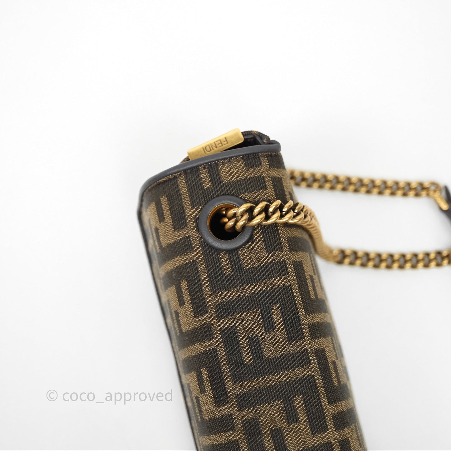 Fendi Baguette Chain Midi Bag Zucca Canvas