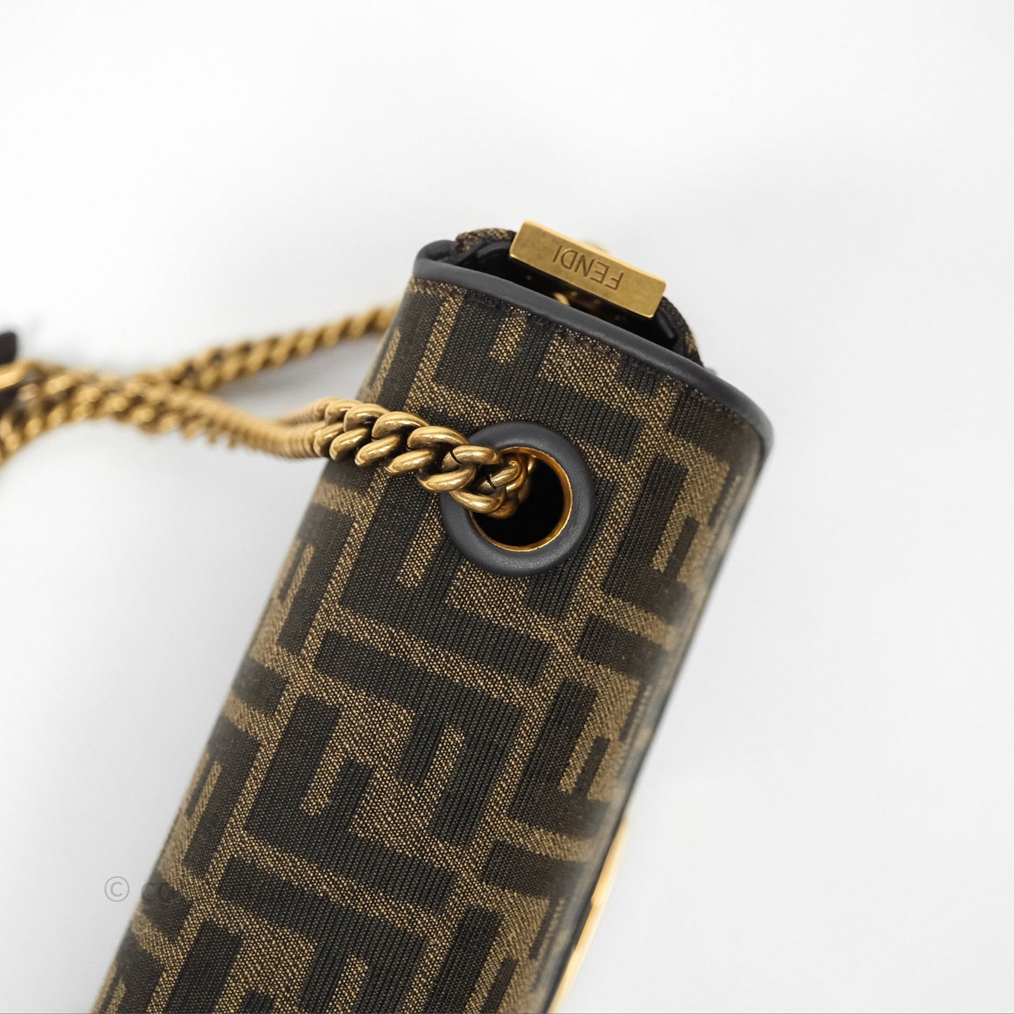 Fendi Baguette Chain Midi Bag Zucca Canvas