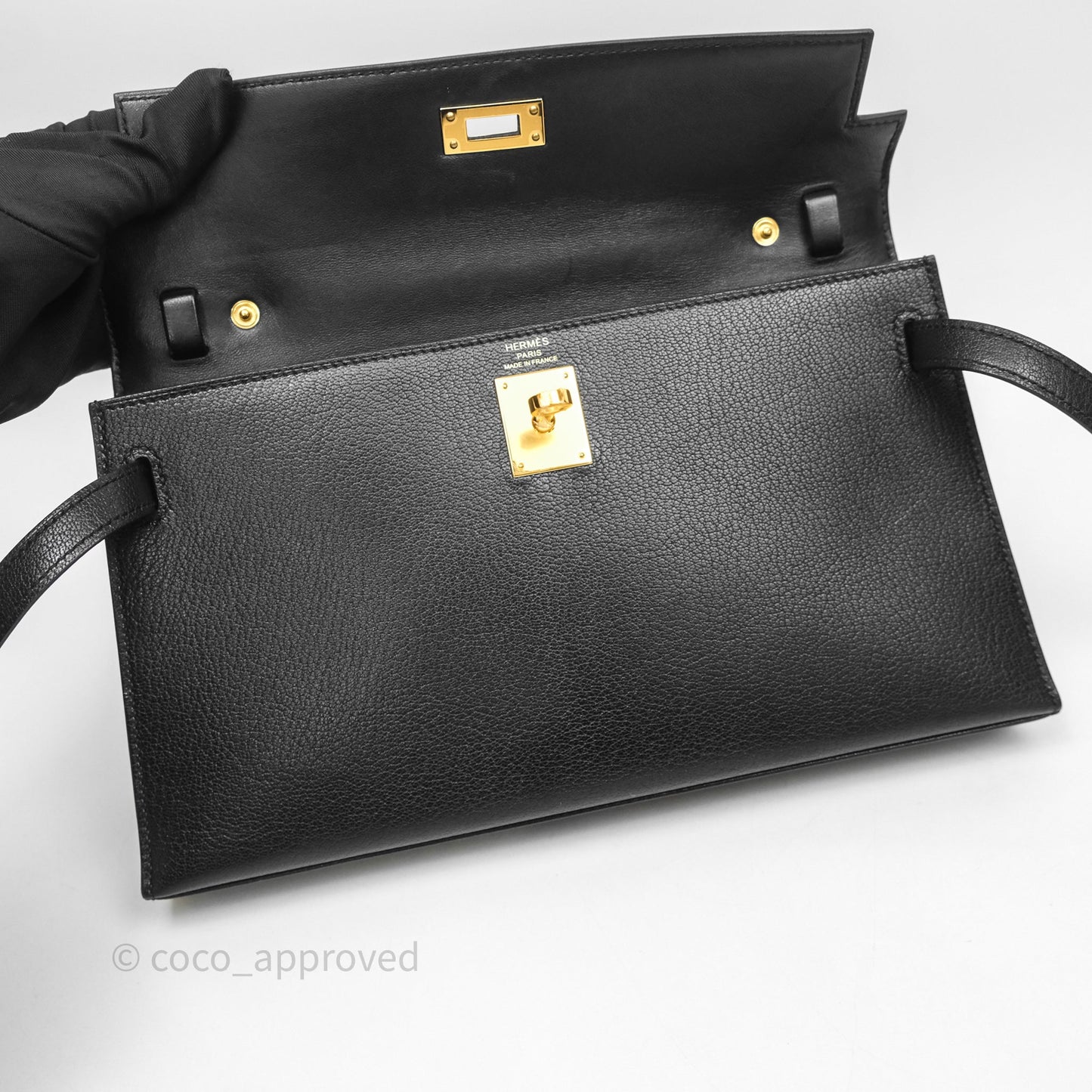 Hermes Kelly Elan Noir 89 Gold Hardware