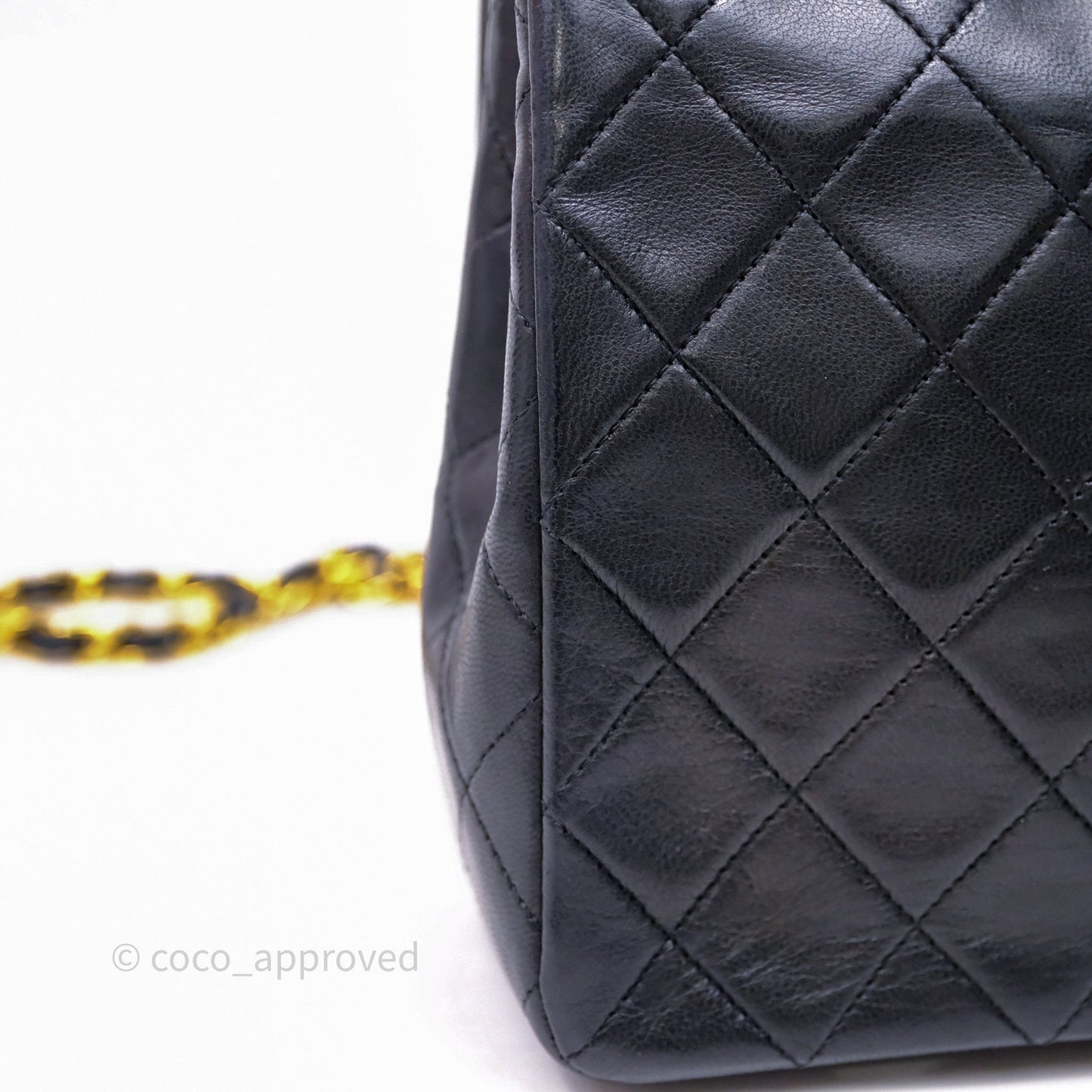 Chanel Vintage Square Flap Bag Black Lambskin 24K Gold Hardware
