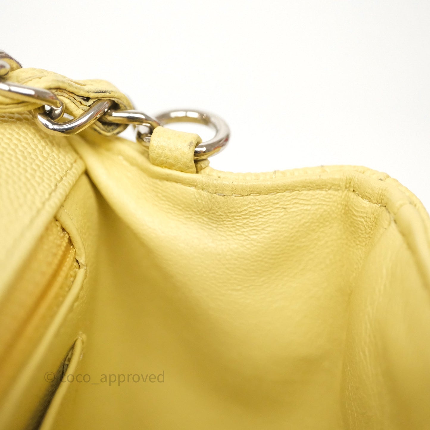Chanel Mini Rectangular Quilted Yellow Caviar Silver Hardware