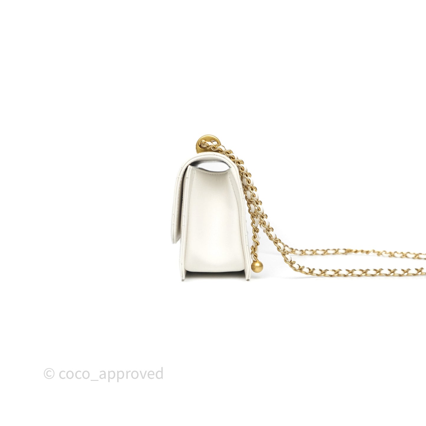 Chanel Quilted Mini Perfect Fit Adjustable White Calfskin Gold Hardware